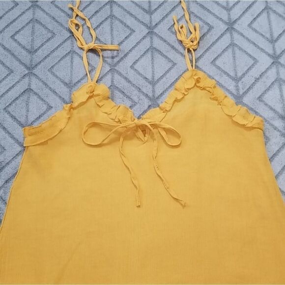Shein Mustard Yellow Ruffle Flowy Loose Fit Mini Dress - Picture 3 of 6